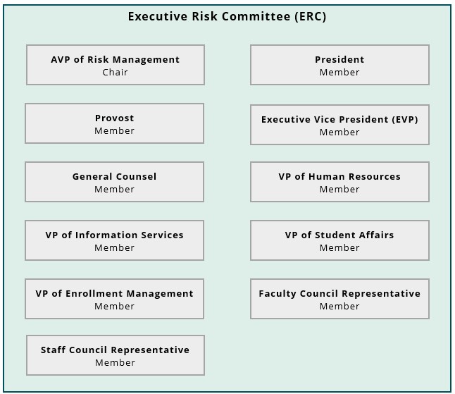 The Executive Risk Committee consists of senior members of DePaul's faculty and staff.
