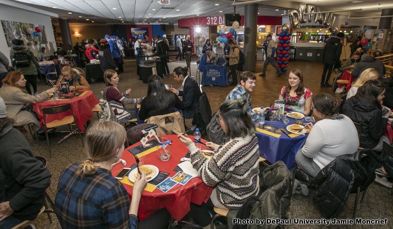 Students enjoy food and study during Midnight Breakfast event