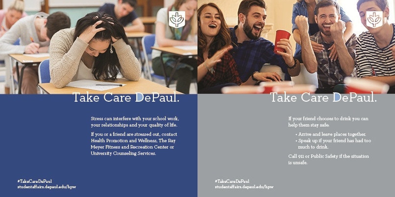 Take Care DePaul campaigns - Stress & Alcohol