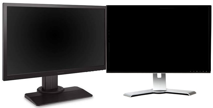 Dual monitor setup with primary use monitor
