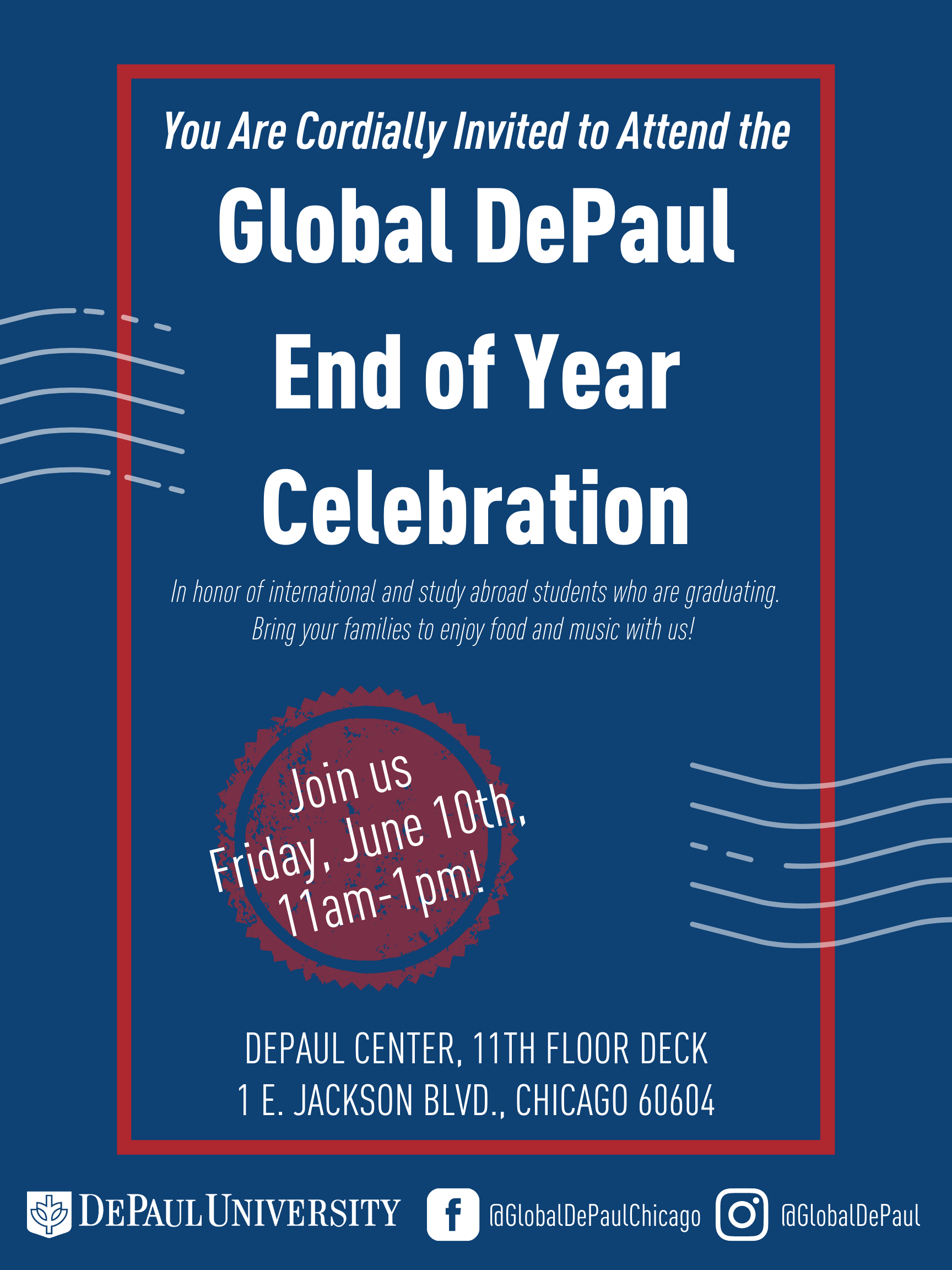 You are invited to attend the Global DePaul End of Year Celebration 