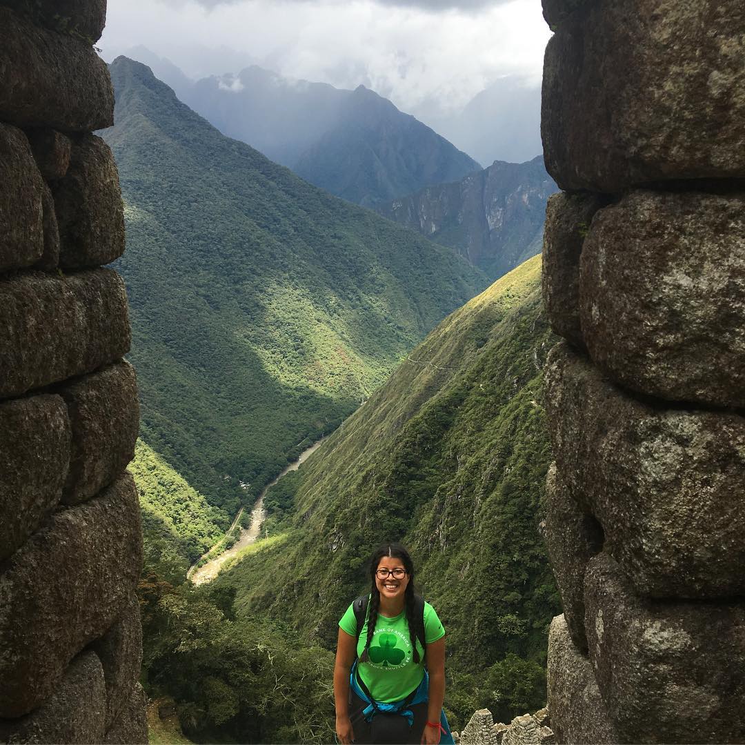 Alma hiking the Inca Trail in Peru.