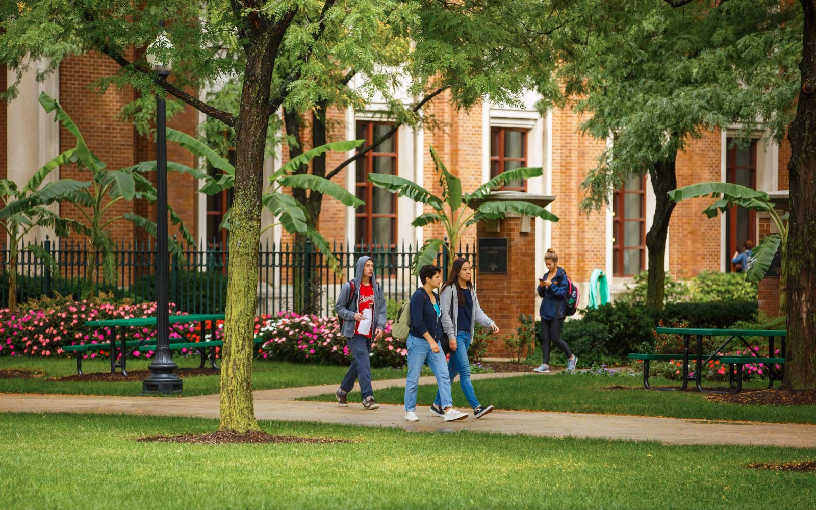 Students walking in the Lincoln Park campus.