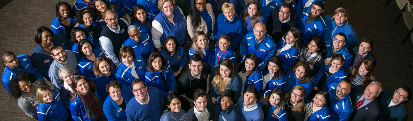 DePaul Staff looking up at the camera.