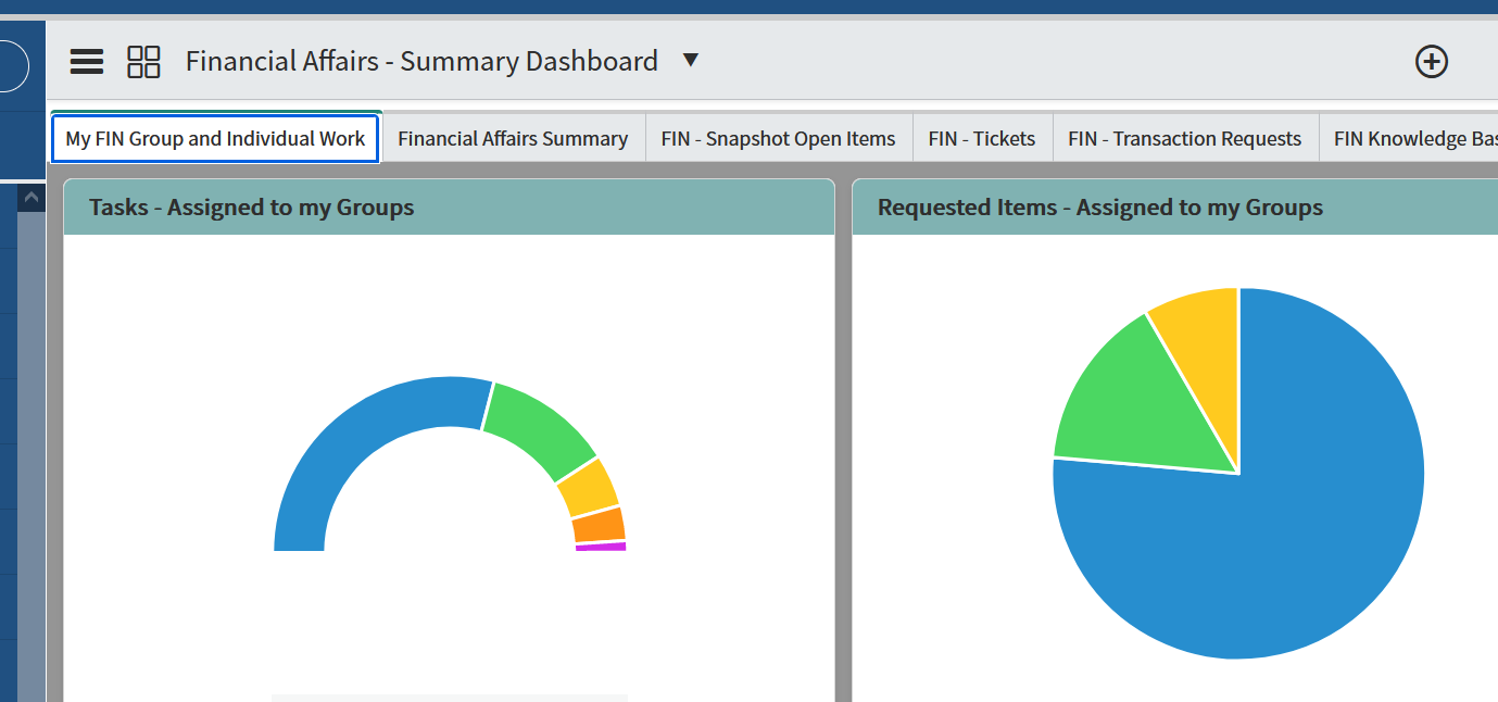 financial affairs dashboard screenshot