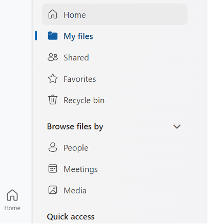 onedrive menu