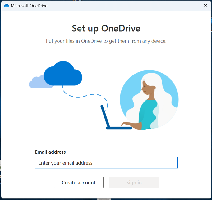 onedrive login screen