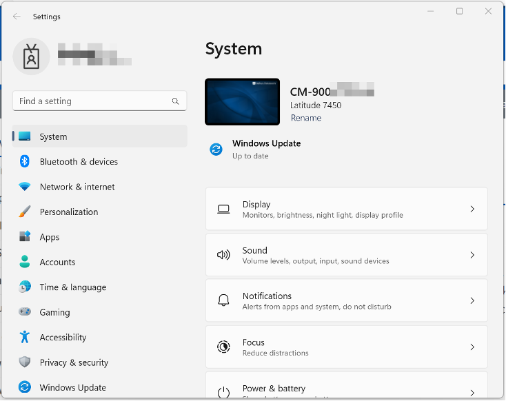 windows settings screen