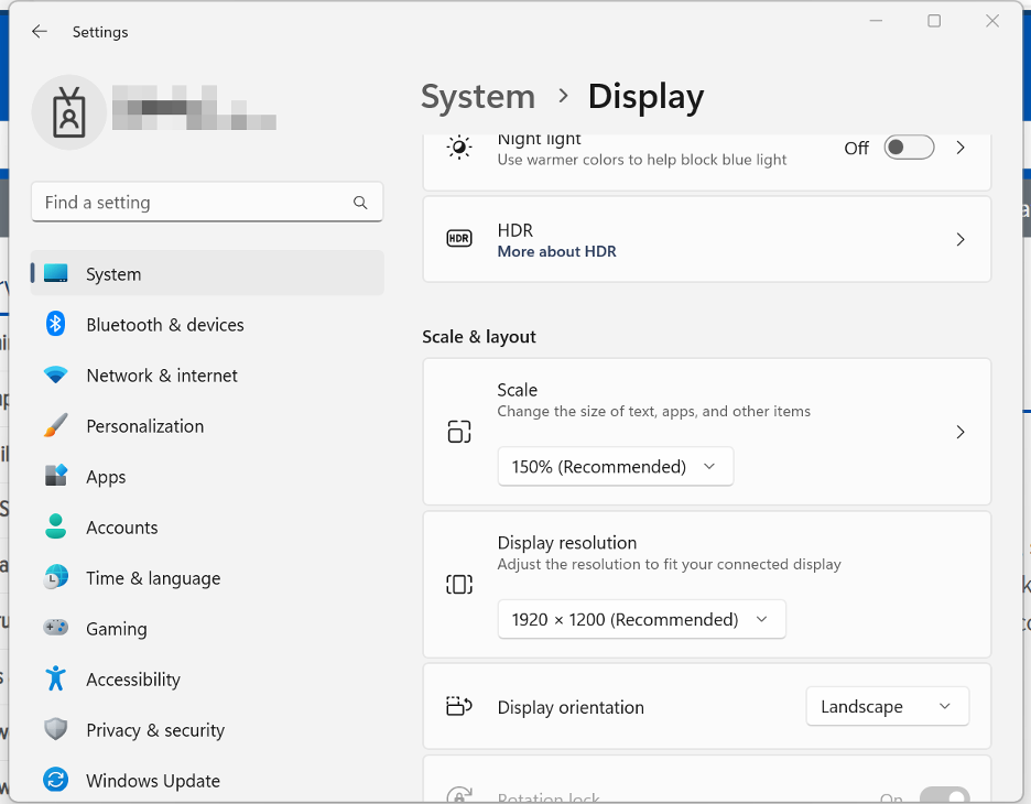 windows resolution settings