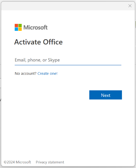 office login screen